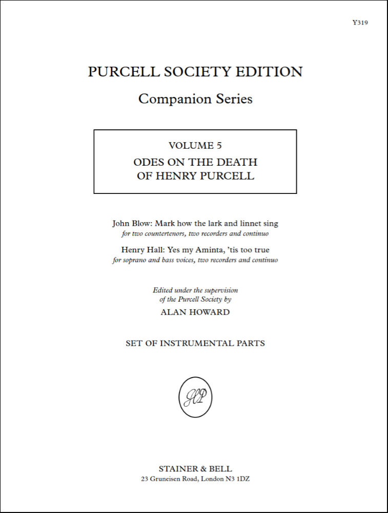Odes on the Death of Henry Purcell (Blow & Hall). Parts